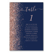 Navy Blauwe Roze Gouden Glitter Bruiloft Kaart (Achterkant)