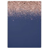 Navy Blauwe Roze Gouden Glitter Monogram Klembord (Achterkant)