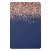 Navy Blauwe Roze Gouden Glitter Monogram Mini Klembord (Achterkant)