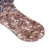 Navy Blauwe Roze Gouden Glitter Monogram Snijplank (Hoek)