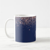 Navy Blauwe Roze Gouden - Roze Roze Glitter Glans Koffiemok (Links)