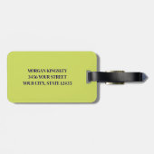 Navy Blauwe Roze Lime Vliegtuig Gestreept Monogram Bagagelabel (Achterkant horizontaal)