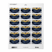 Navy Blauwe Rustieke Houten Kantwerk Zonnebloem Ad Etiket (Full Sheet)