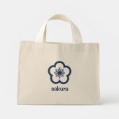 Navy Blauwe Sakurabloesem Mini Tote Bag (Achterkant)