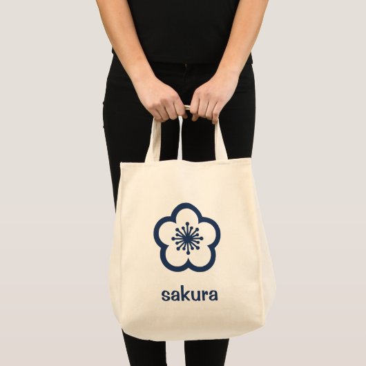 Navy Blauwe Sakurabloesem Tote Bag (Voorkant (product))