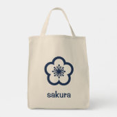 Navy Blauwe Sakurabloesem Tote Bag (Achterkant)