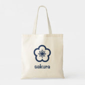 Navy Blauwe Sakurabloesem Tote Bag (Achterkant)