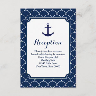 Navy Blauwe Scallop Patroon Zeevaart Ontvangst Inf Kaart