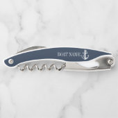 Navy Blauwe Scheepsanker Bootsnaam Kurkentrekker (Achterkant)