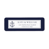 Navy Blauwe Scheepsanker Retouradres Etiket (Voorkant)