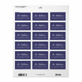 Navy Blauwe Script Familie Retouradres Label (Full Sheet)