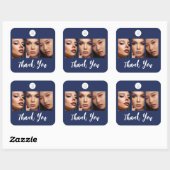 Navy Blauwe Script Logo Foto Make-up Bedankt Vierkante Sticker (Vel)
