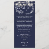 Navy Blauwe Slingerlichten Bedankkaart Menu (Voorkant)