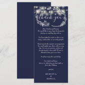 Navy Blauwe Slingerlichtjes Dank Je Wel Plaatskart Menu (Voorkant / Achterkant)