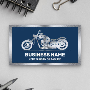 Navy Blauwe Stalen Motorfiets Motor Mechanicien Visitekaartje