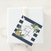 Navy Blauwe Streep Waterverf Citroen Bruiloft In Bedankjes Labels (In situ)