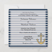 Navy Blauwe Strepen Anker Bruiloft Kaart (Voorkant)