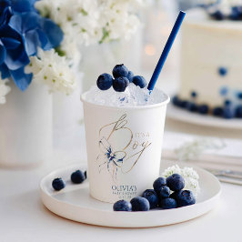 Navy Blauwe Strik Het Is Een Jongen Baby Borrel Papieren Bekers
