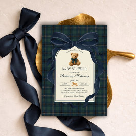 Navy Blauwe Strik Polo Teddybeer Jongens Baby Show Kaart