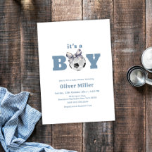 Navy Blauwe Strik Voetbal Sport Baby Shower