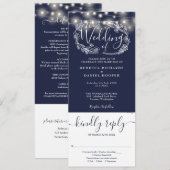 Navy blauwe string lichten alles in een bruiloft kaart (Voorkant / Achterkant)