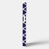 Navy Blauwe Teal Moorse Patroon Monogram Case-Mate iPhone Case (Achterkant / Rechts)
