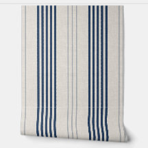 Navy Blauwe Ticking Streep Linnen Textuur
