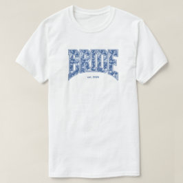 Navy Blauwe Toile BRUID Engagement Borrel Bach Fee T-shirt