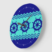 Navy-blauwe turquoise helmstuurstrip grote klok (Hoek)