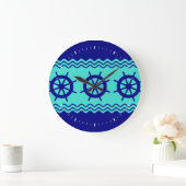 Navy-blauwe turquoise helmstuurstrip grote klok (Huis)