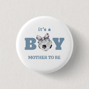 Navy Blauwe Voetbal Sport Moeder Wordt Baby Borre Ronde Button 3,2 Cm