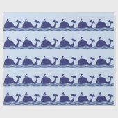 Navy Blauwe Walvis Baby Shower Cadeaupapier (Vlak)