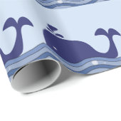 Navy Blauwe Walvis Baby Shower Cadeaupapier (Rol Hoek)