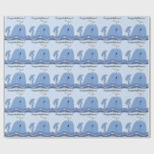 Navy Blauwe Walvis Baby Shower Cadeaupapier (Vlak)