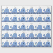 Navy Blauwe Walvis Baby Shower Cadeaupapier (Vlak)
