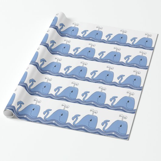 Navy Blauwe Walvis Baby Shower Cadeaupapier (Uitgerold)