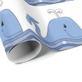 Navy Blauwe Walvis Baby Shower Cadeaupapier (Rol Hoek)