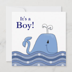 Navy Blauwe Walvis Baby Shower Kaart