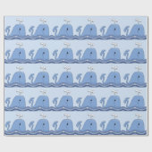 Navy Blauwe Walvis Cadeaupapier (Vlak)