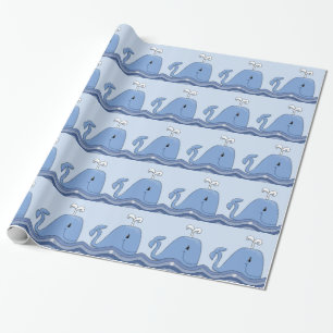 Navy Blauwe Walvis Cadeaupapier