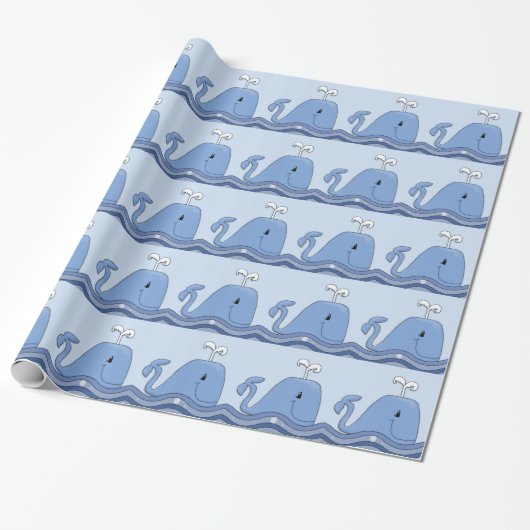 Navy Blauwe Walvis Cadeaupapier (Uitgerold)
