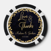Navy Blauwe Waterverf & Gouden Glam Bruiloft Dank Poker Chips (Achterkant)