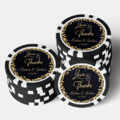 Navy Blauwe Waterverf & Gouden Glam Bruiloft Dank Poker Chips (Opstapeling)