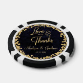 Navy Blauwe Waterverf & Gouden Glam Bruiloft Dank Poker Chips (Enkel)