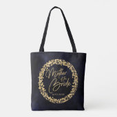 Navy Blauwe Waterverf & Gouden Moeder van de Bruid Tote Bag (Achterkant)