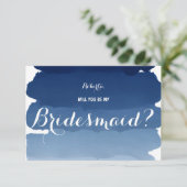 Navy blauwe waterverf... zal je mijn Bridesmaid zi Kaart (Staand voorkant)