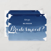 Navy blauwe waterverf... zal je mijn Bridesmaid zi Kaart (Voorkant / Achterkant)