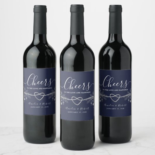 Navy Blauwe Wijnlabel Wijn Etiket (Flessen)