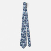 Navy Blauwe Winterbladeren Stropdas (Voorkant)