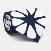 Navy Blauwe Witte Bloem Stropdas (Opgerold)